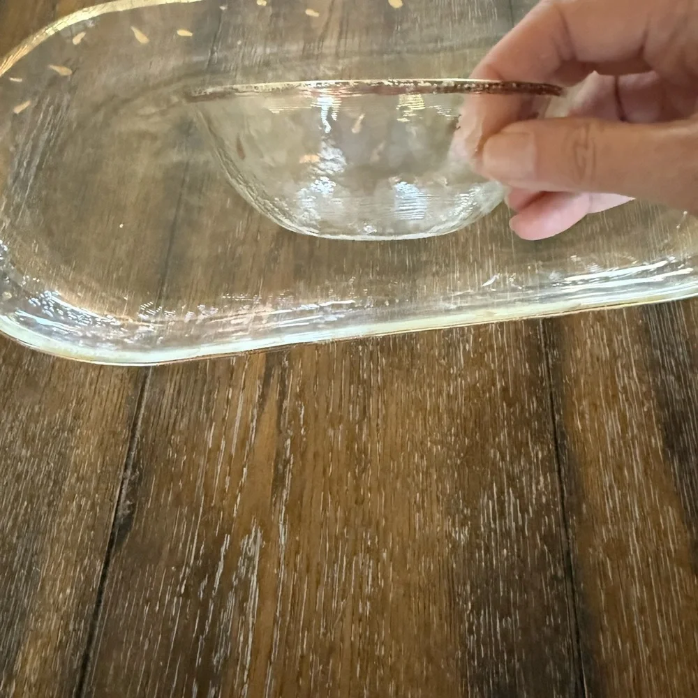 GLASAX German Glass Top Line Crystal Serving Dish and Small Bowl with Gold